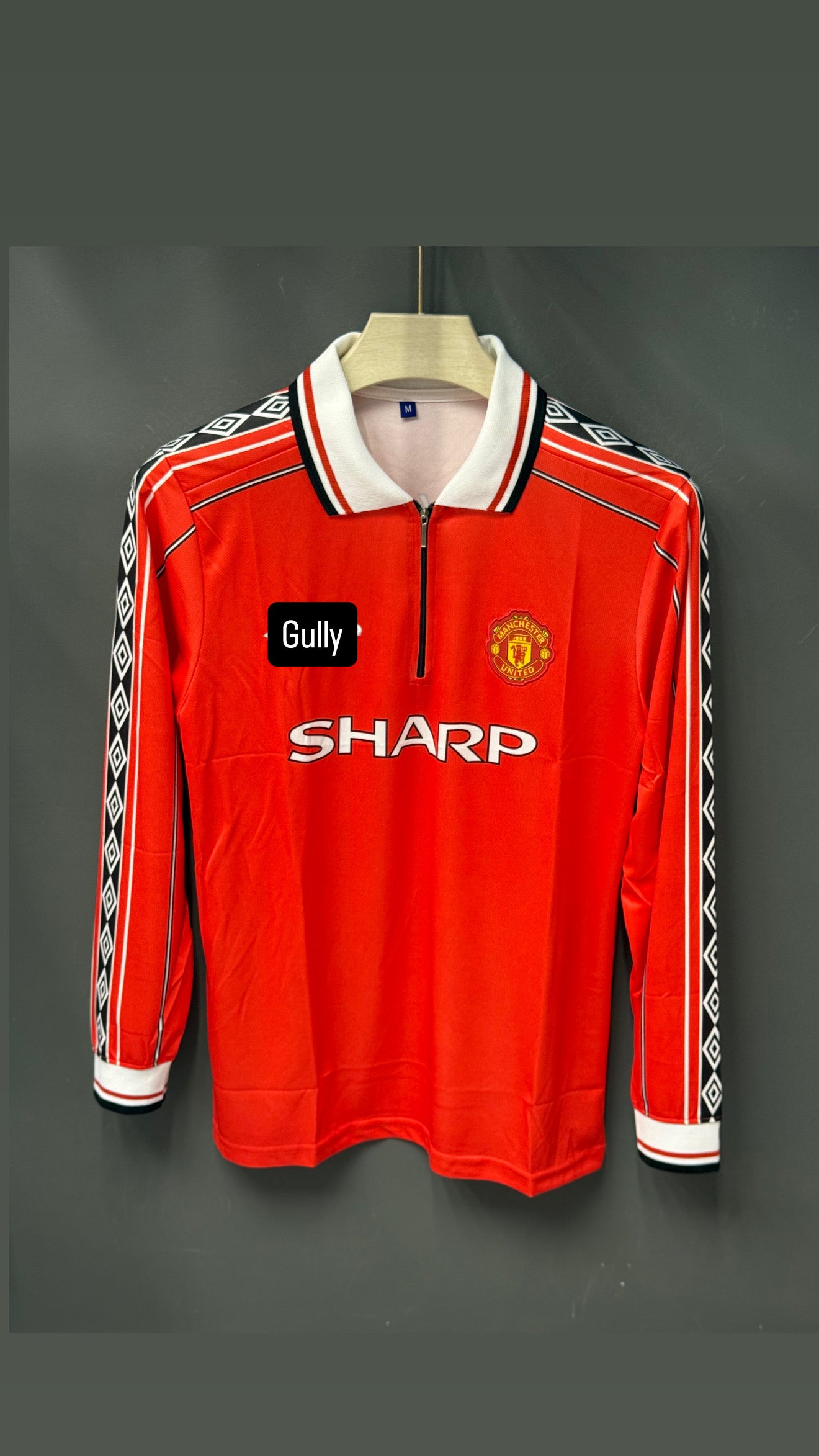 BECKHAM UNITED 1998 HOME KIT POLO FULL SLEEV EMBROIDERY