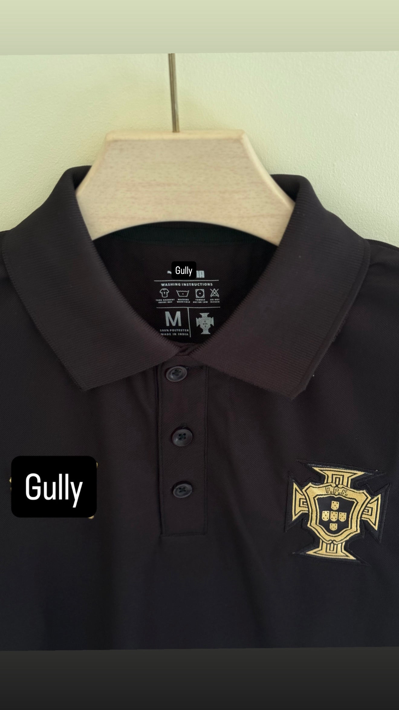 PORTUGAL POLO EMBROIDERY T SHIRT (BLACK)