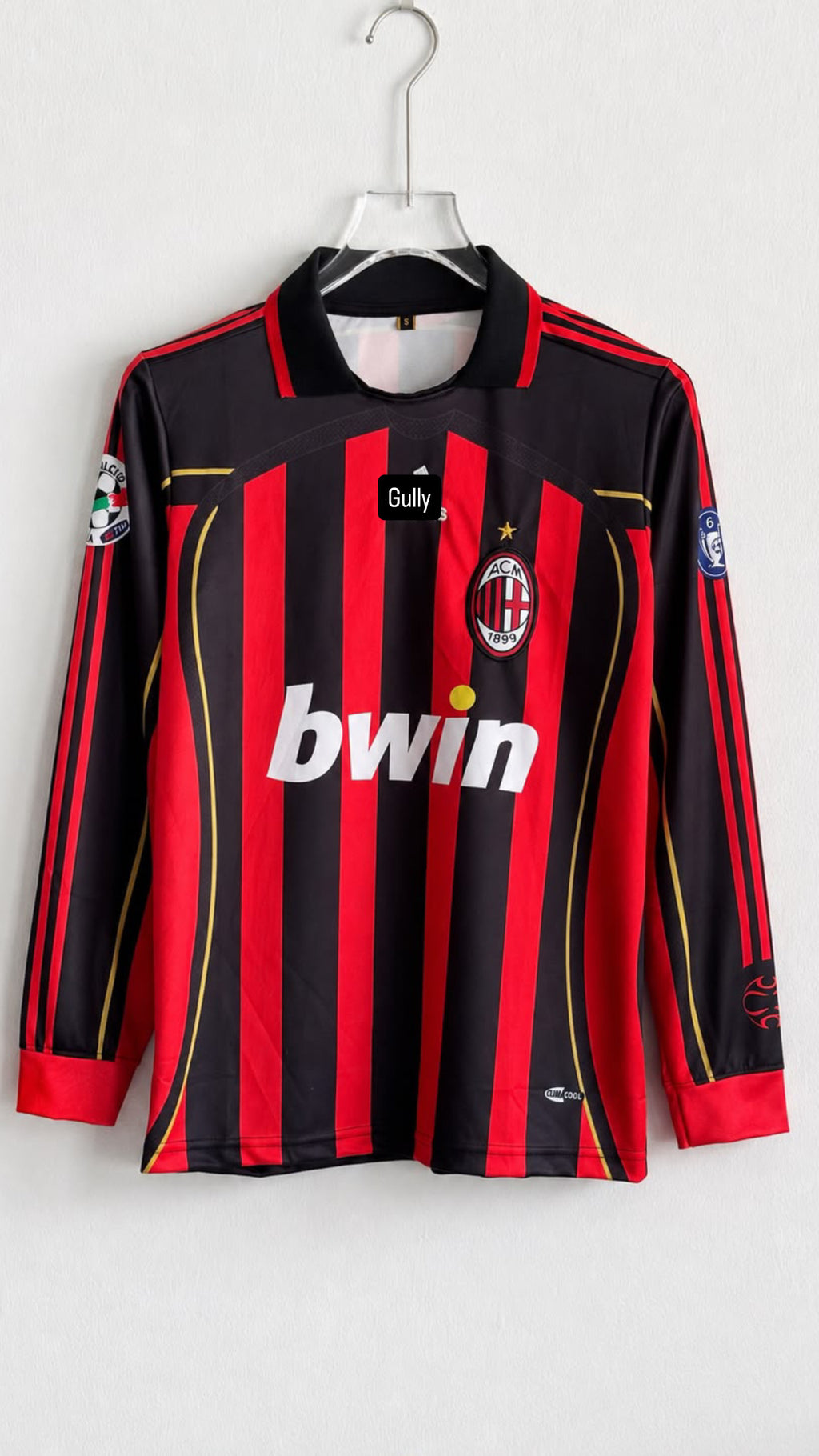 KAKA AC MILAN 2007 HOME KIT POLO FULL SLEEV EMBROIDERY