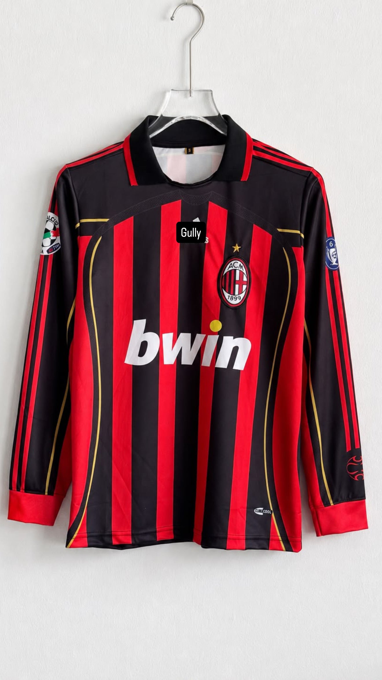 KAKA AC MILAN 2007 HOME KIT POLO FULL SLEEV EMBROIDERY