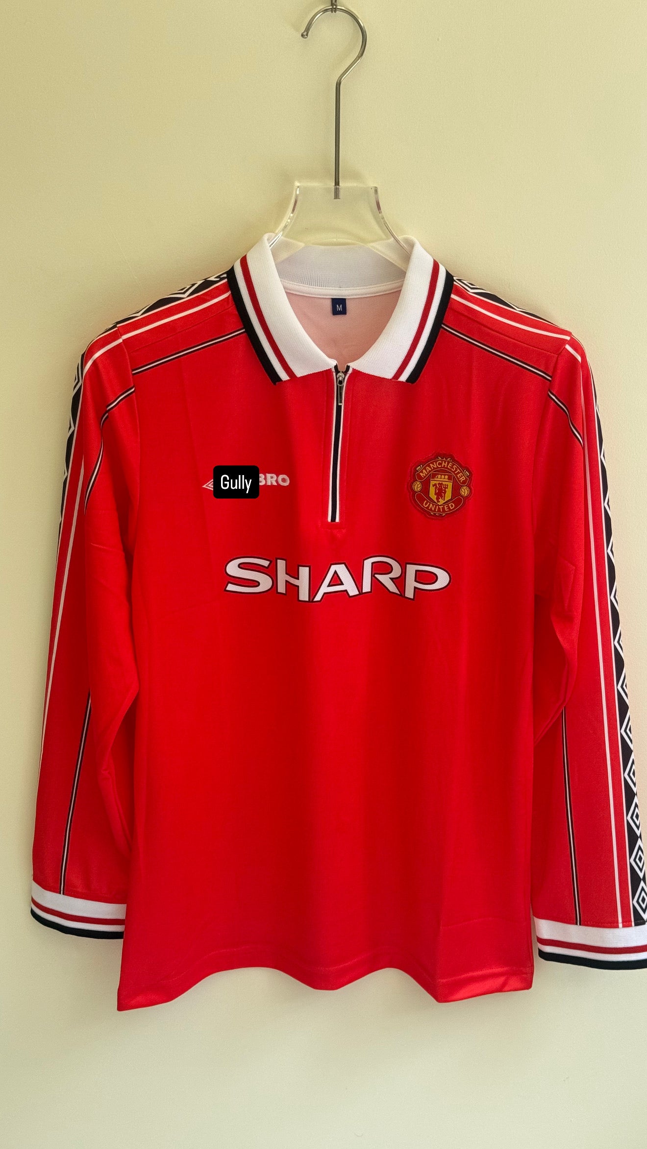 BECKHAM UNITED 1998 HOME KIT POLO FULL SLEEV EMBROIDERY