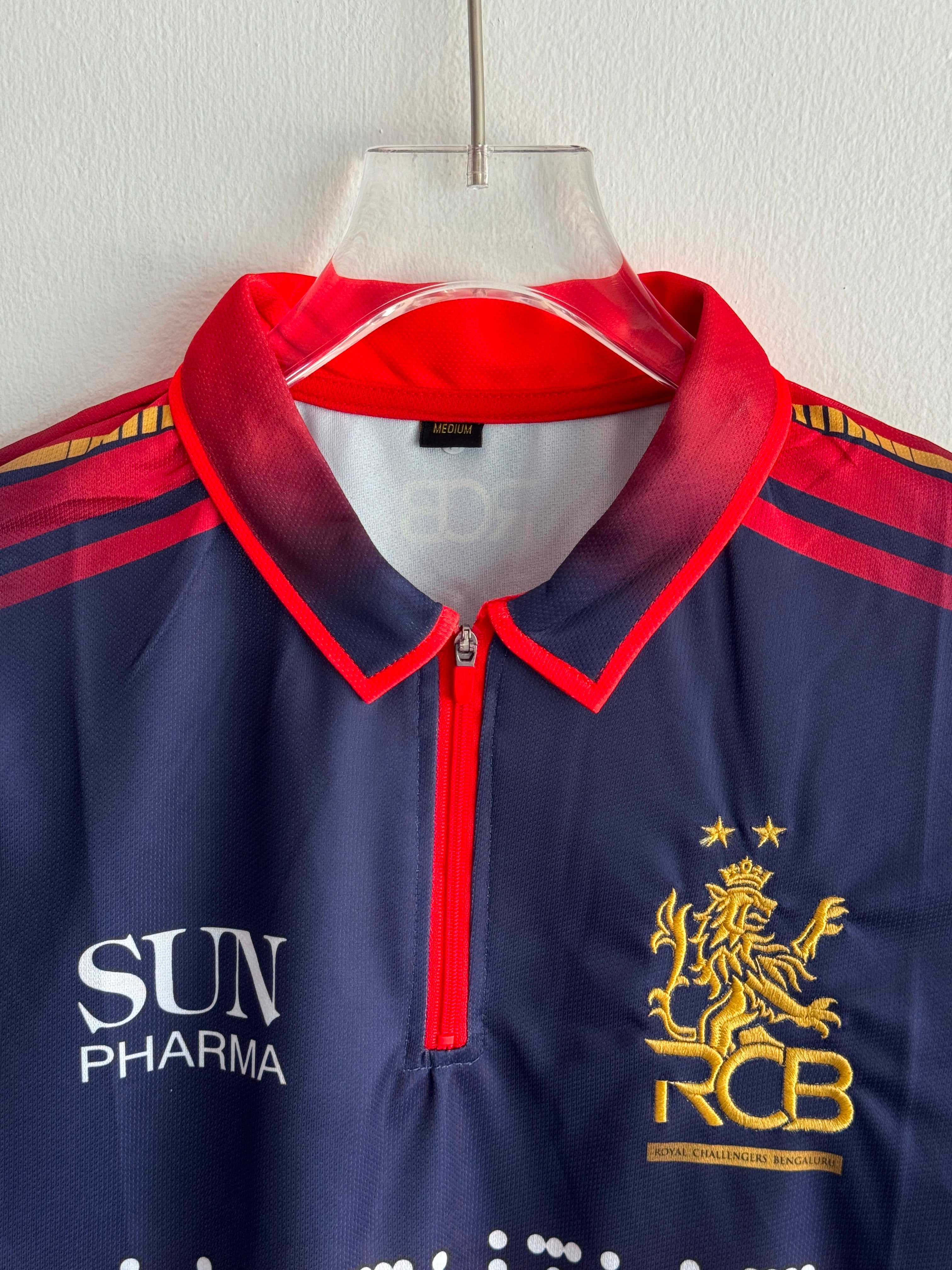 KOHLI RCB(2 STAR)HOME KIT POLO ZIP EMBROIDERY