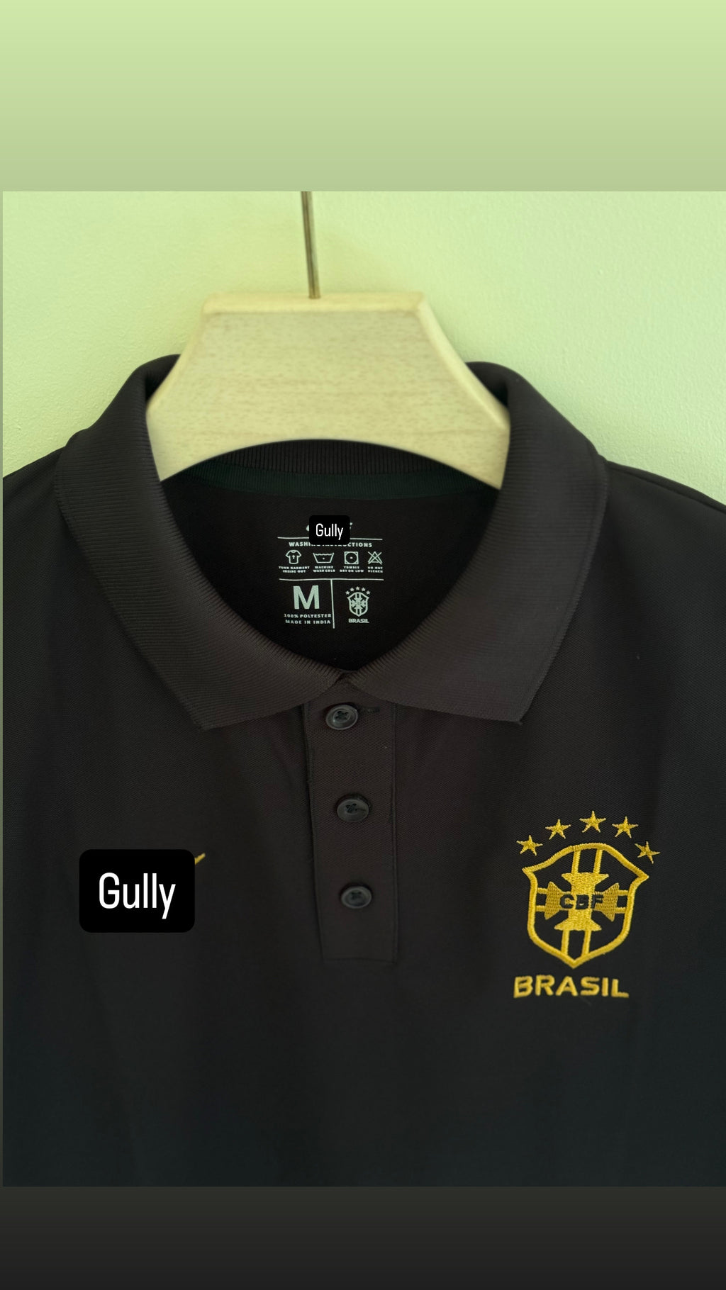 BRAZIL POLO EMBROIDERY T SHIRT (BLACK)