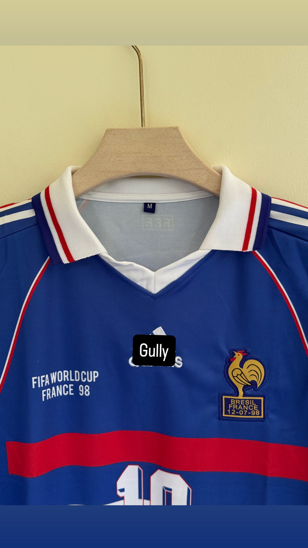 ZIDANE FRANCE 1998 WORLD CUP HOME KIT POLO FULL SLEEV EMBROIDERY