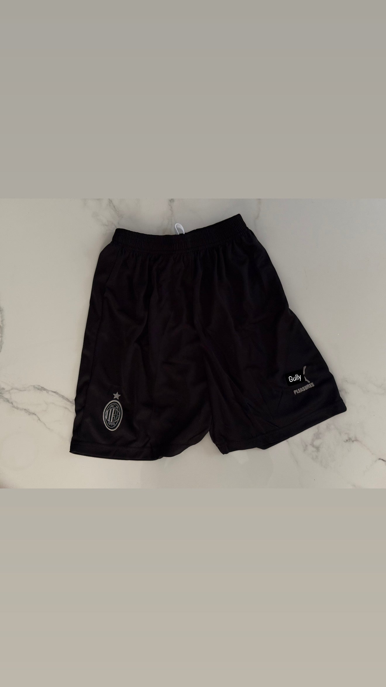 AC MILAN X PLESSURE BLACK SHORTS EMBROIDERY