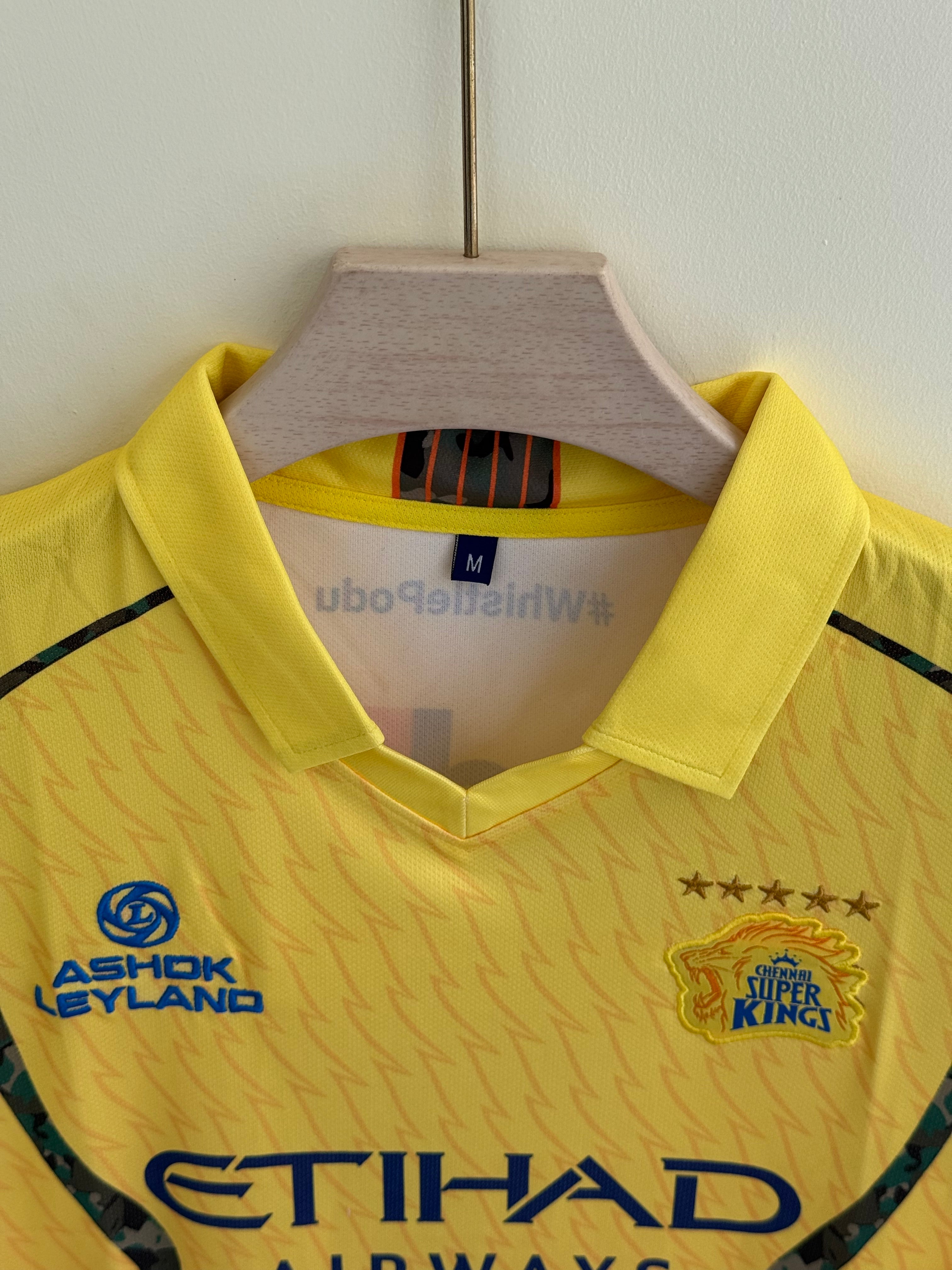 DHONI CHENNAI IPL HOME KIT POLO EMBROIDERY