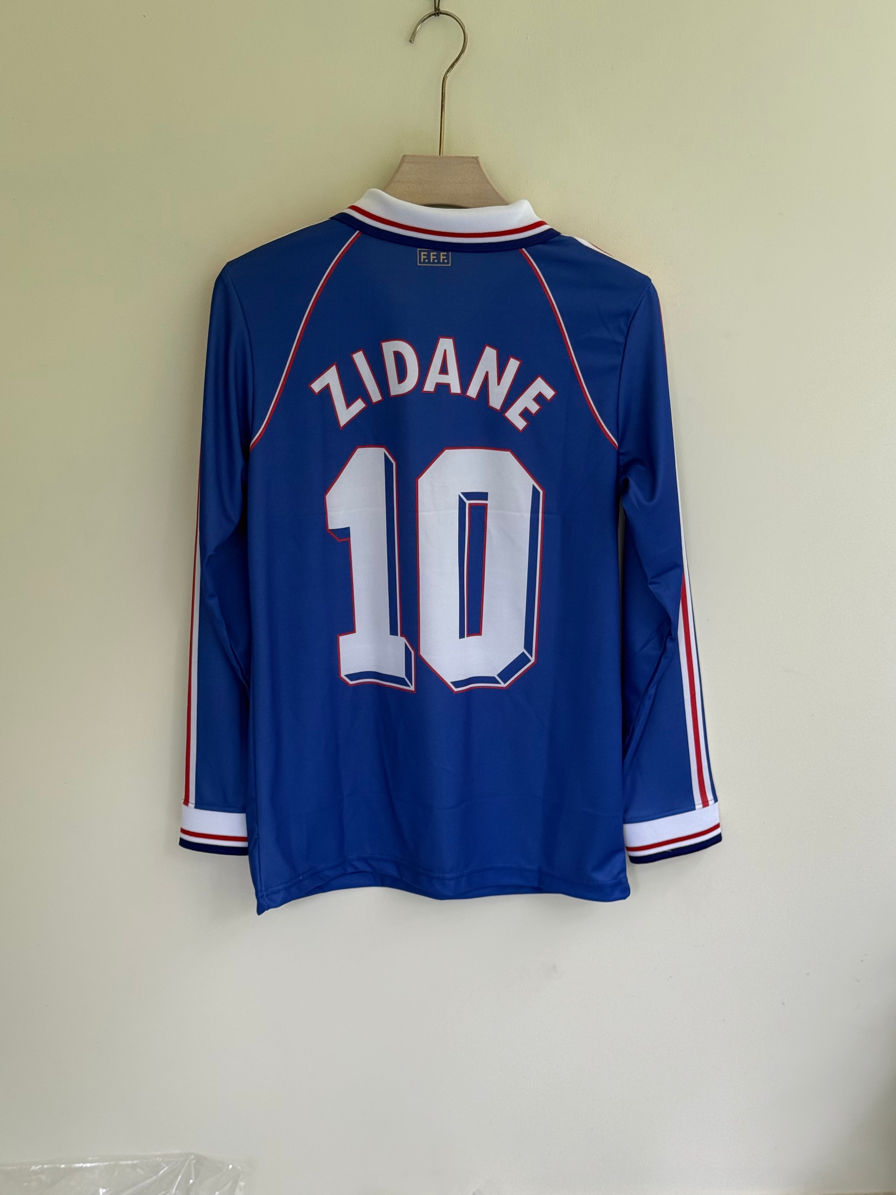ZIDANE FRANCE 1998 WORLD CUP HOME KIT POLO FULL SLEEV EMBROIDERY