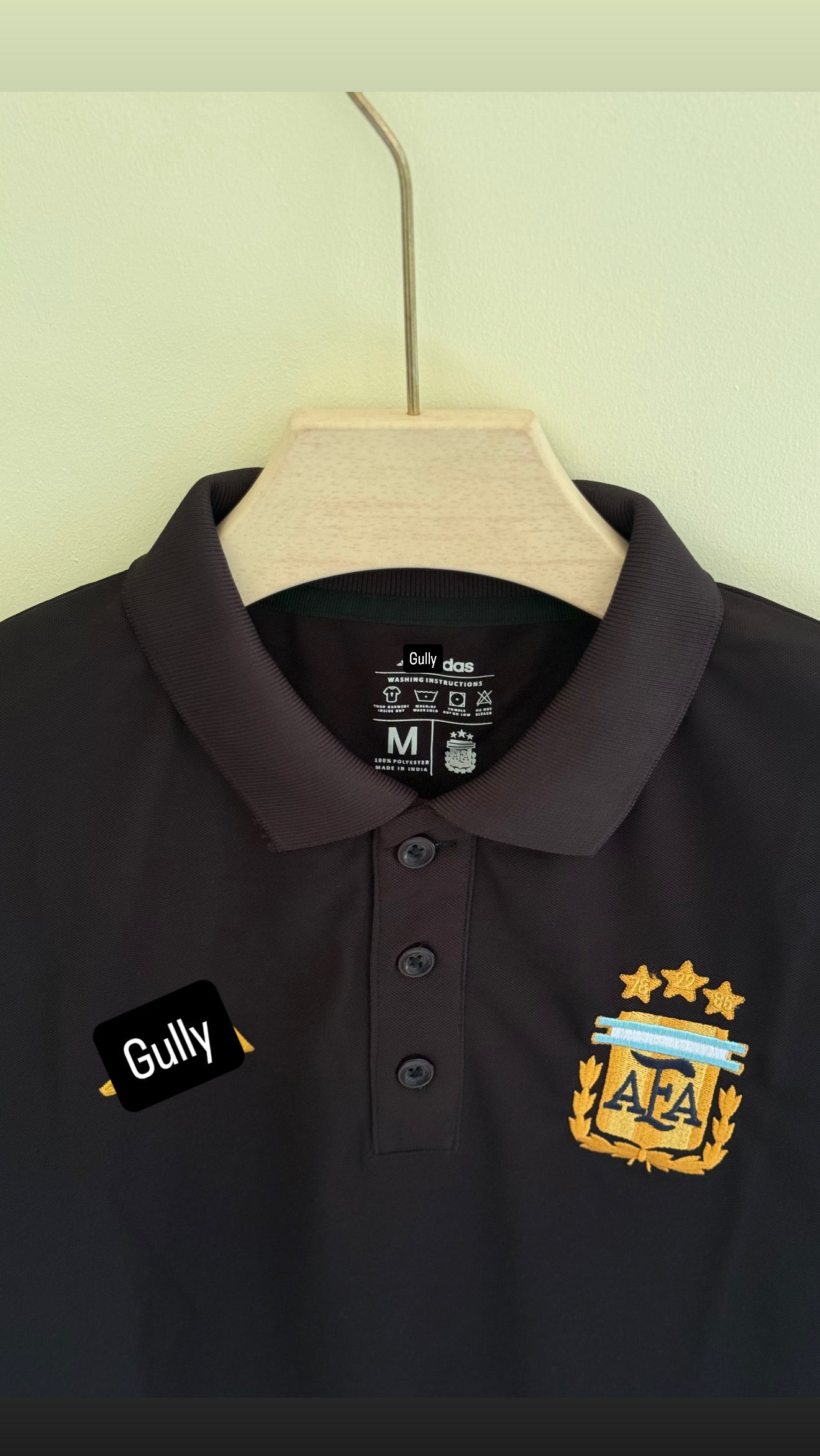 ARGENTINA POLO EMBROIDERY T SHIRT (BLACK)