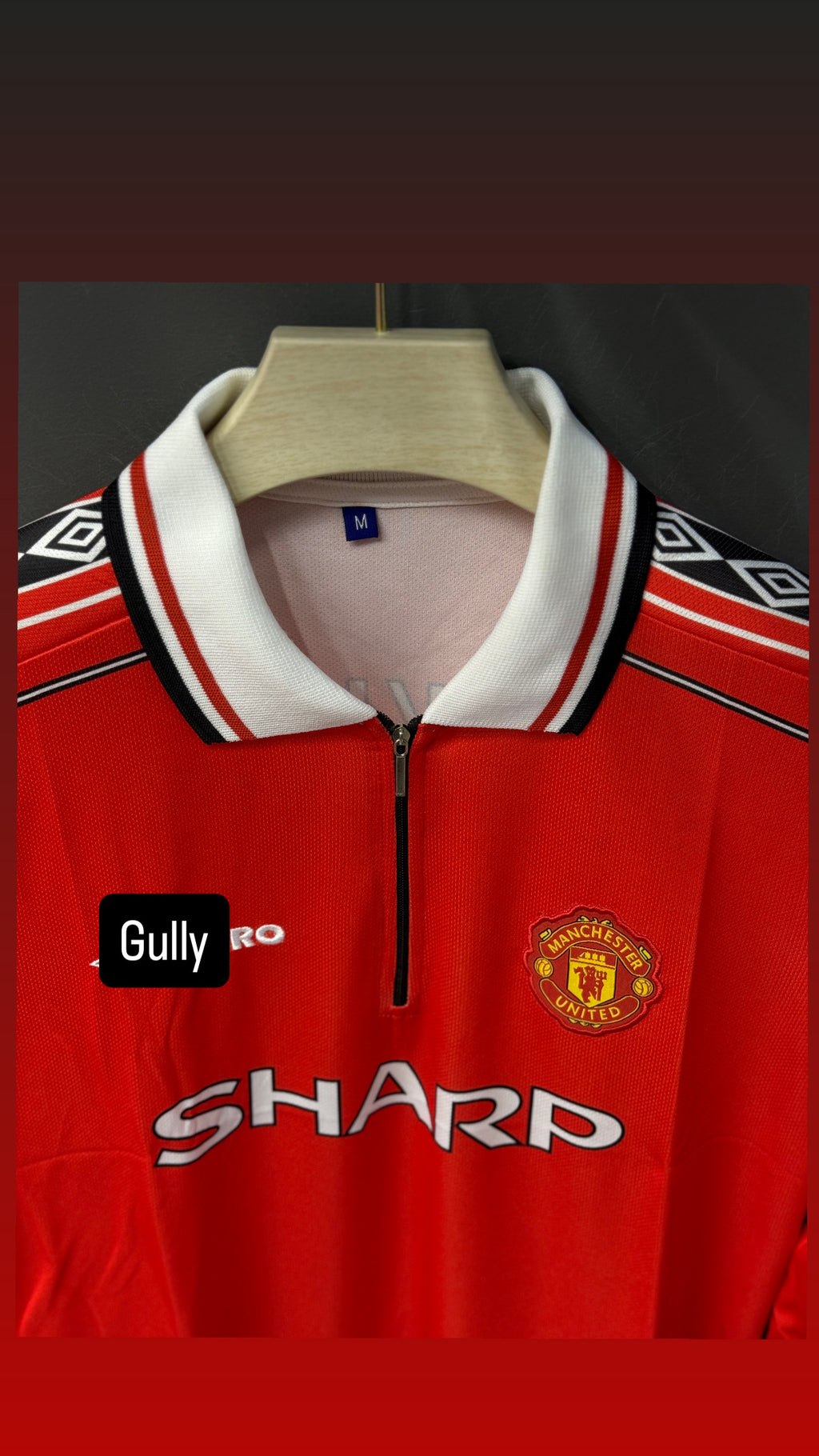 BECKHAM UNITED 1998 HOME KIT POLO FULL SLEEV EMBROIDERY