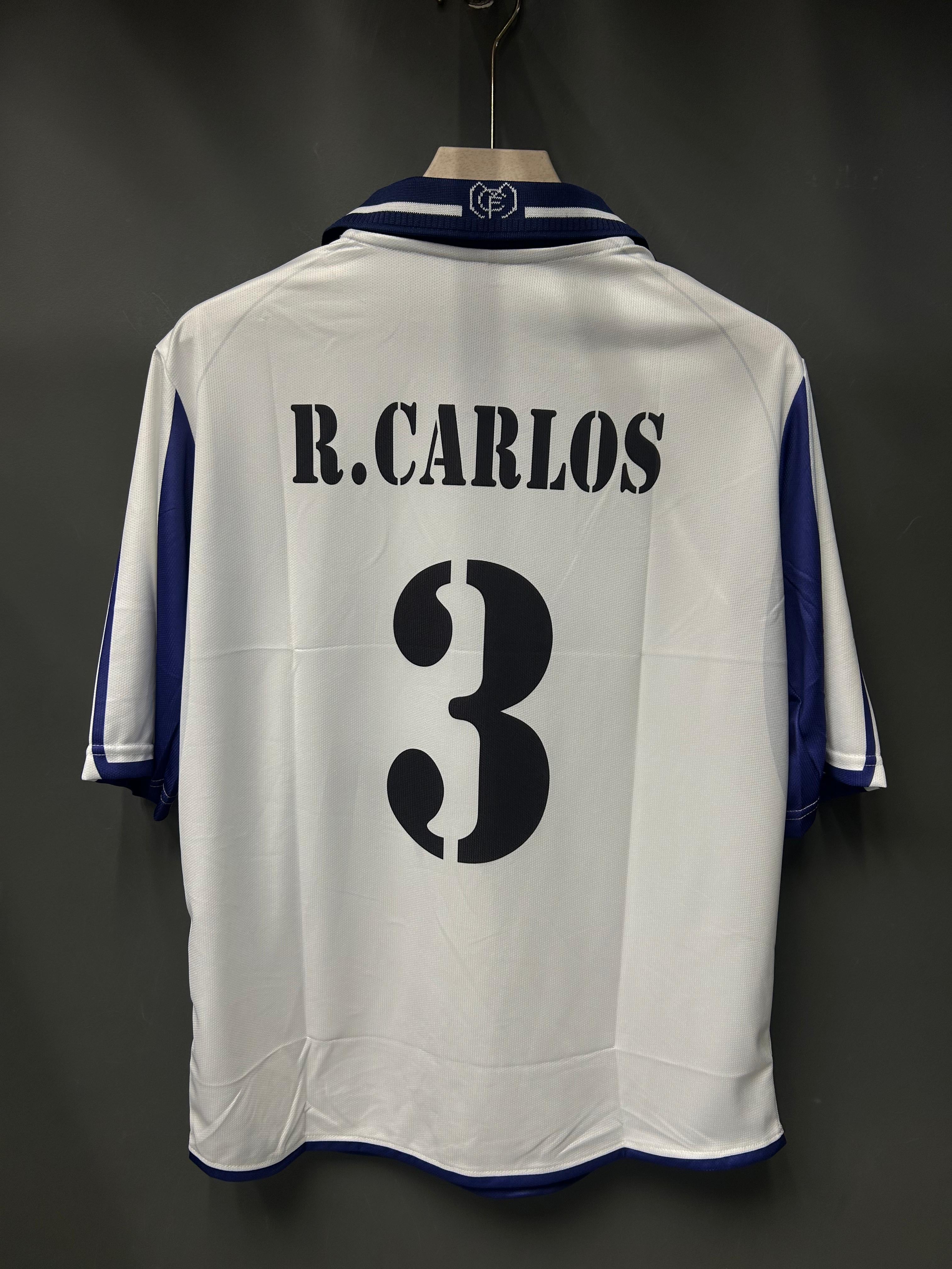 R.CARLOS REAL MADRID 2000/01 HOME KIT POLO FIVE SLEEV EMBROIDERY