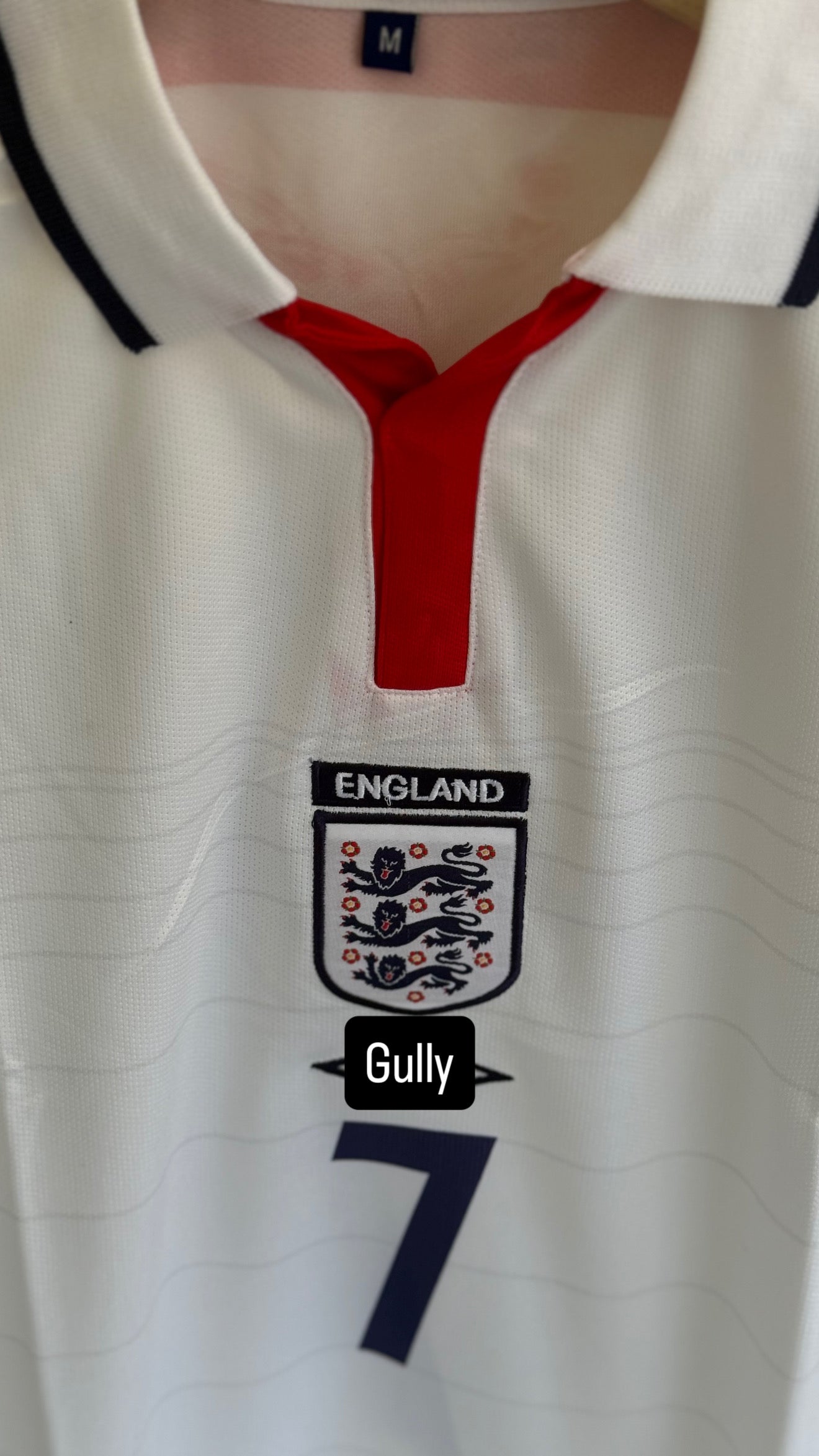 BECKHAM ENGLAND HOME KIT POLO 2003-2004 EMBROIDERY