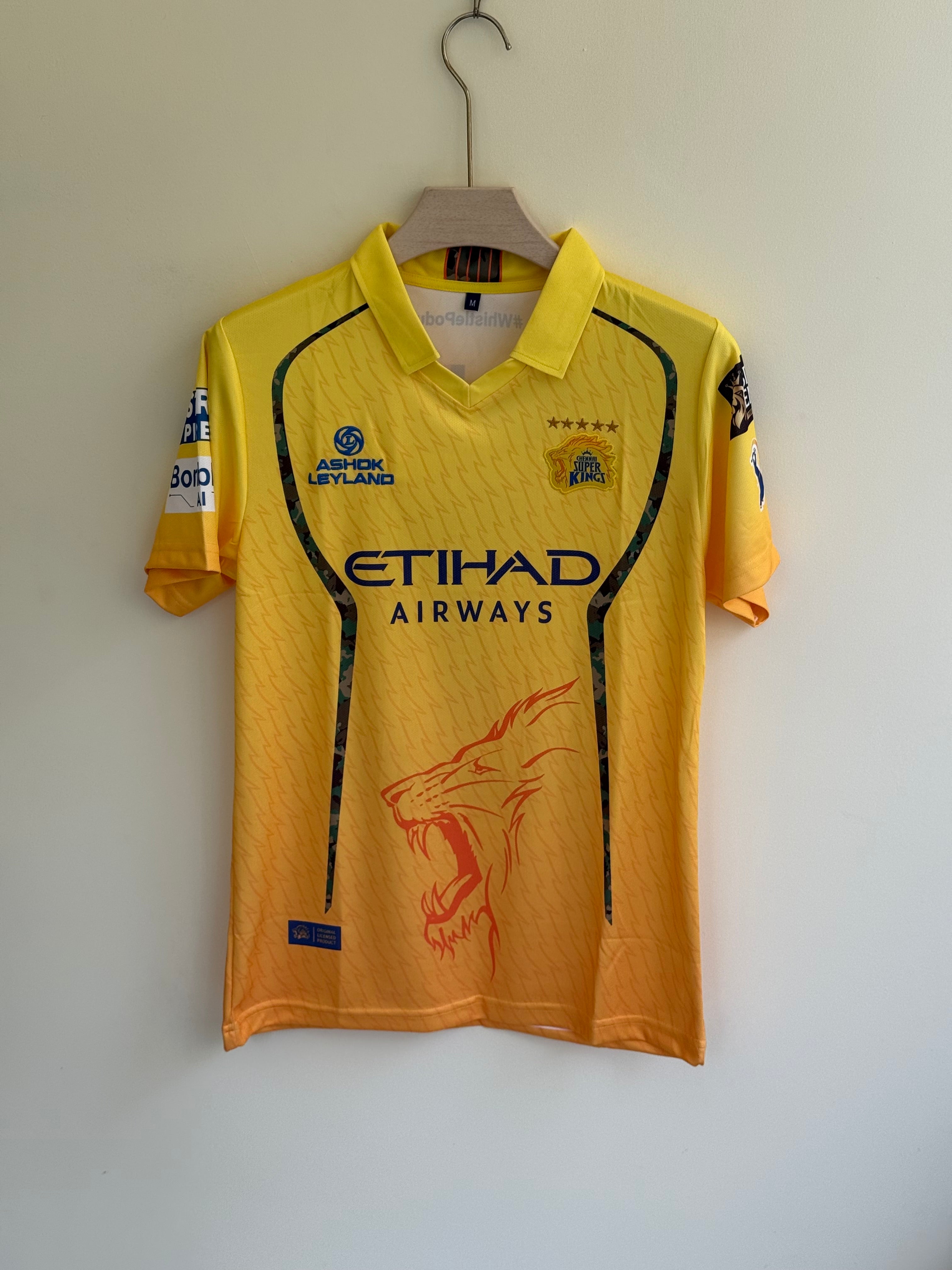 DHONI CHENNAI IPL HOME KIT POLO EMBROIDERY