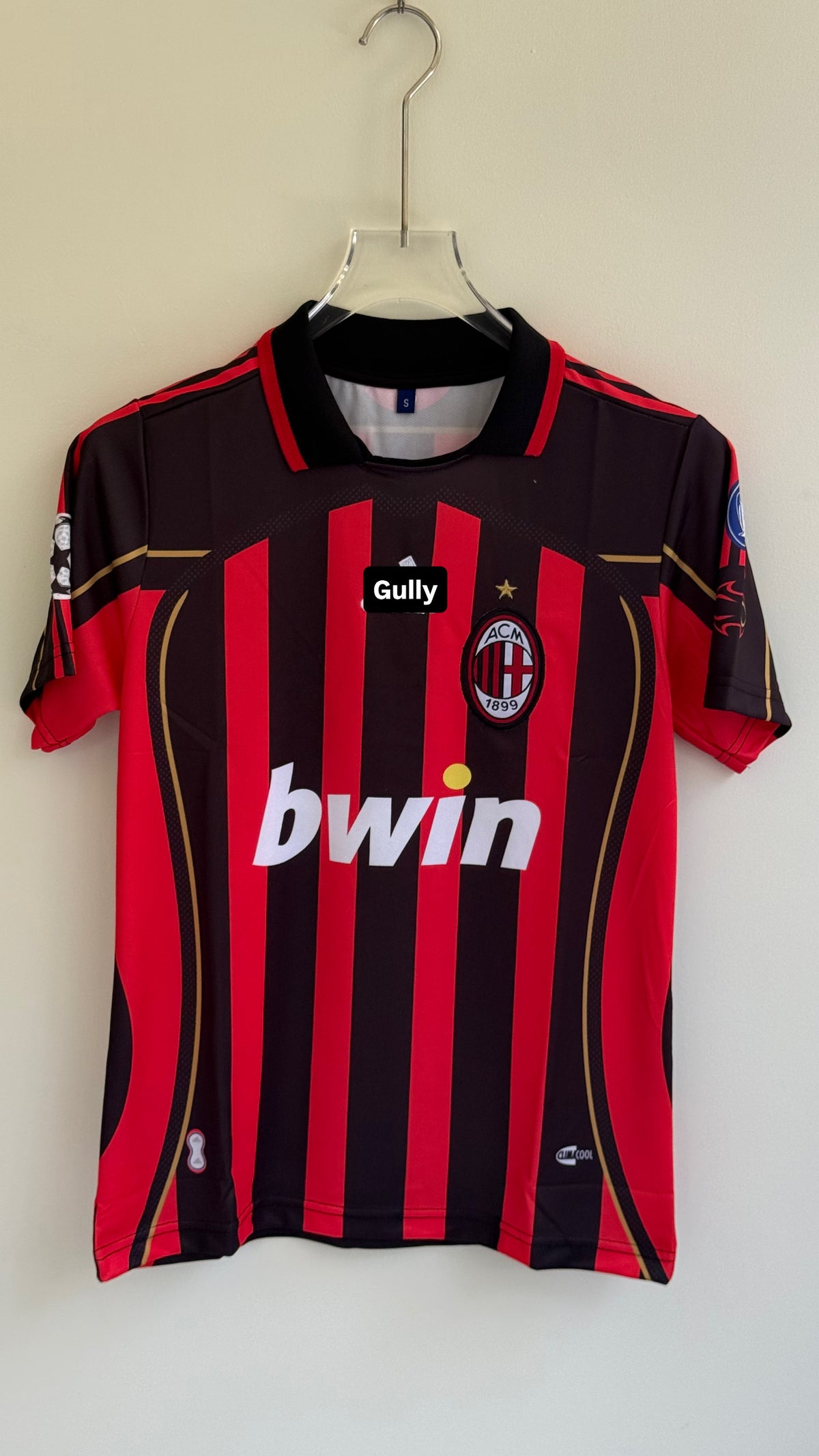 MALDINI AC MILAN POLO 2007/08 HOME KIT EMBROIDERY - Small