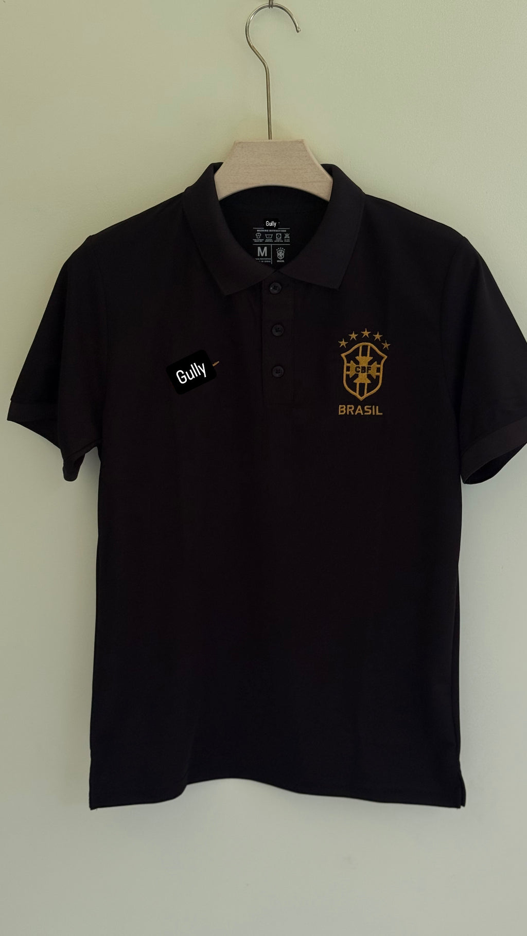 BRAZIL POLO EMBROIDERY T SHIRT (BLACK)