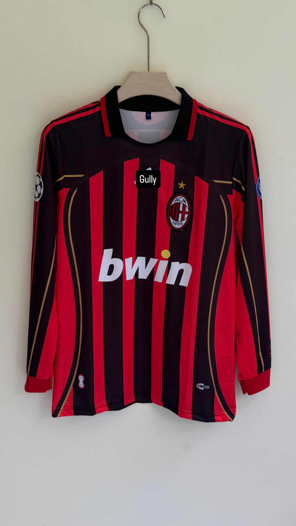 MALDINI AC MILAN 2007 HOME KIT POLO FULL SLEEV EMBROIDERY