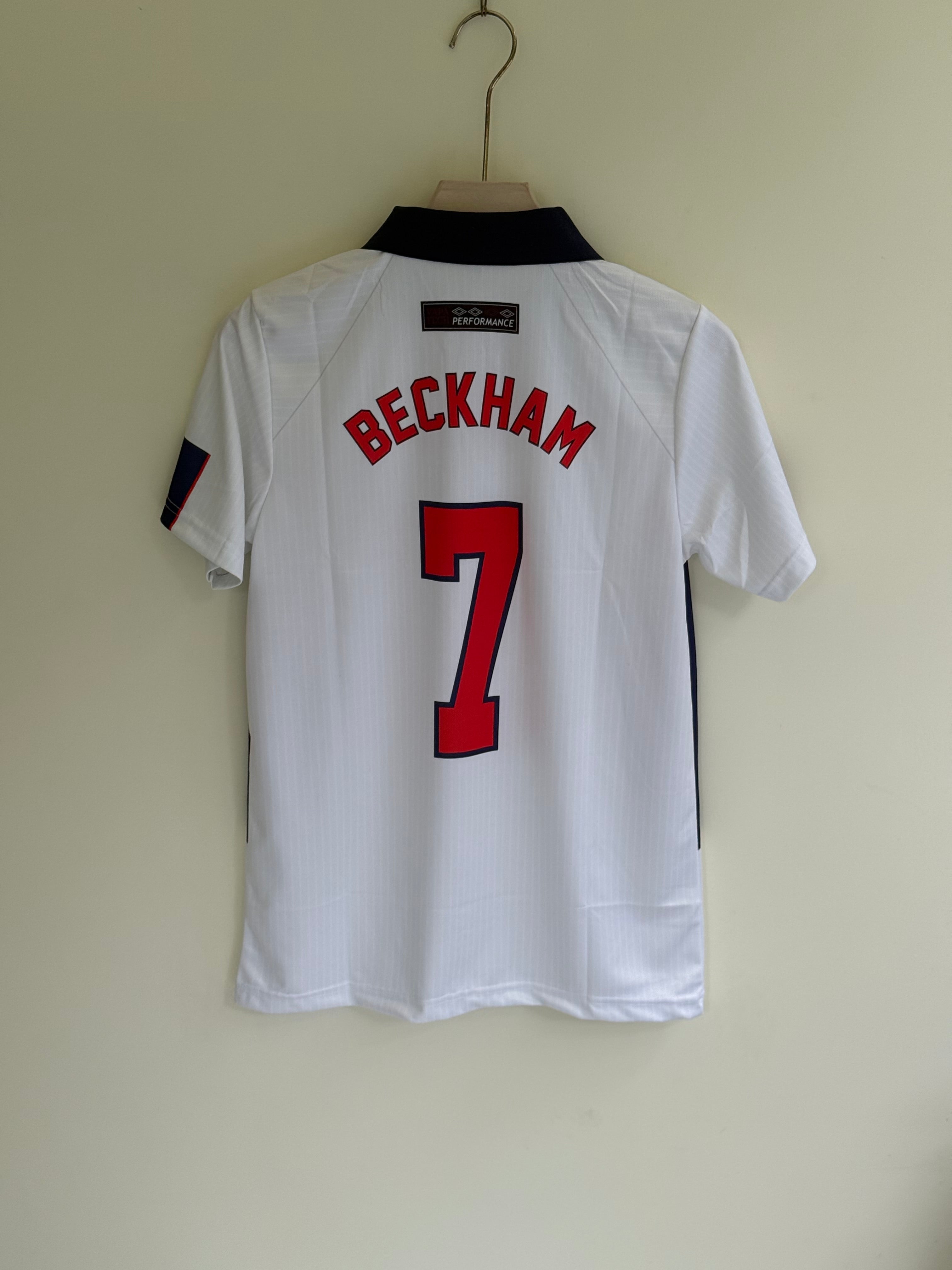 BECKHAM ENGLAND 1998 HOME KIT POLO EMBROIDERY