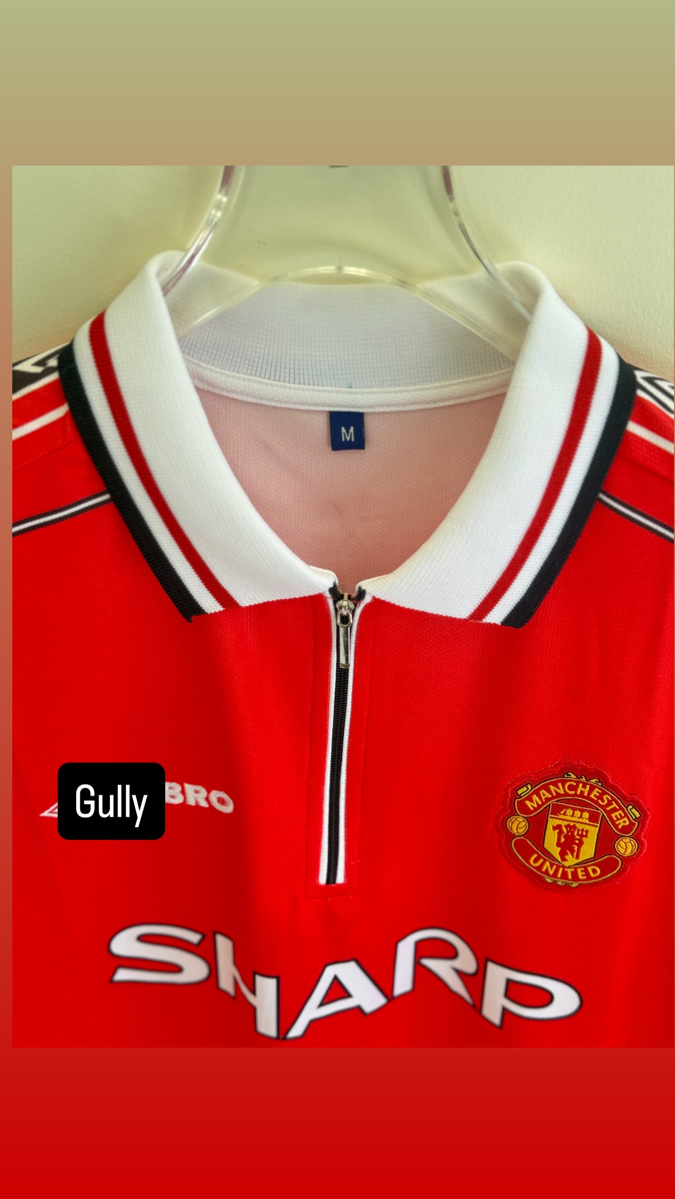 BECKHAM UNITED 1998 HOME KIT POLO FULL SLEEV EMBROIDERY