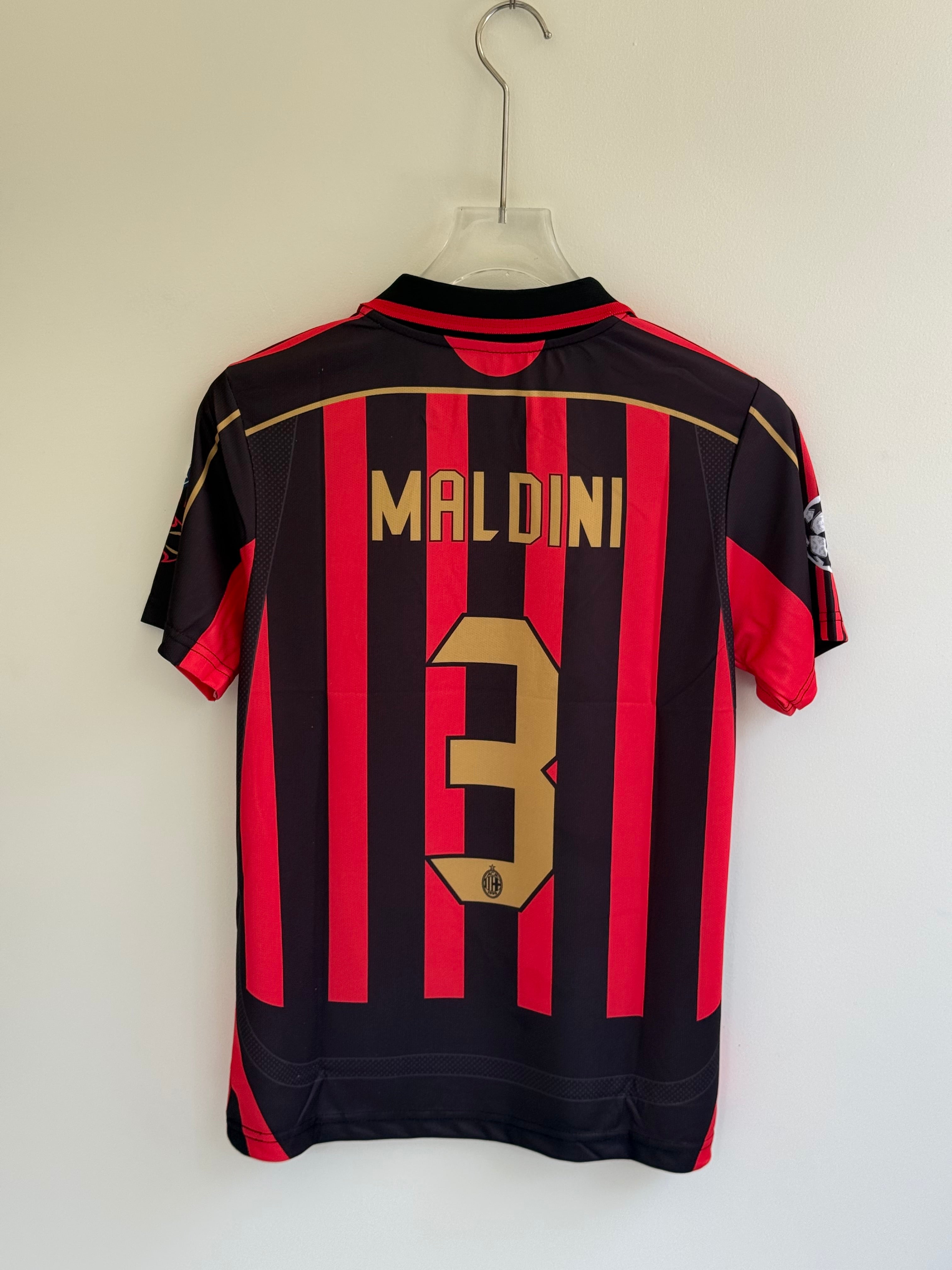 MALDINI AC MILAN POLO 2007/08 HOME KIT EMBROIDERY