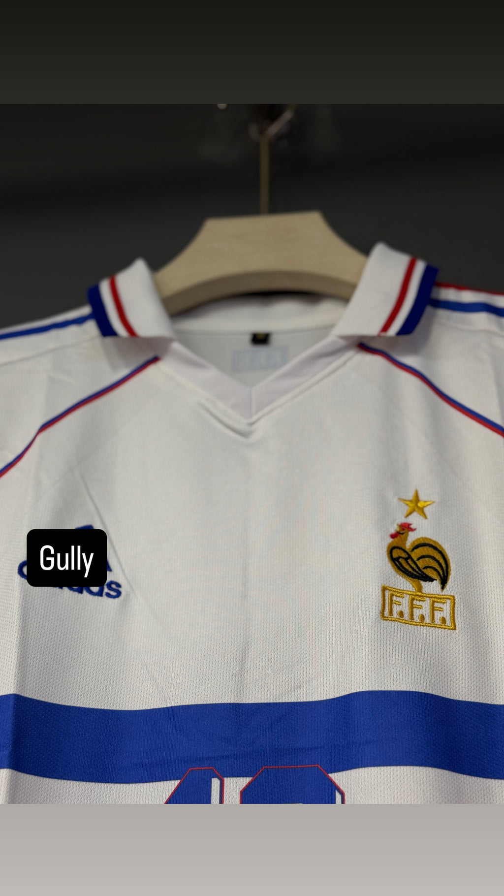 ZIDANE FRANCE 1998 AWAY KIT POLO EMBROIDERY