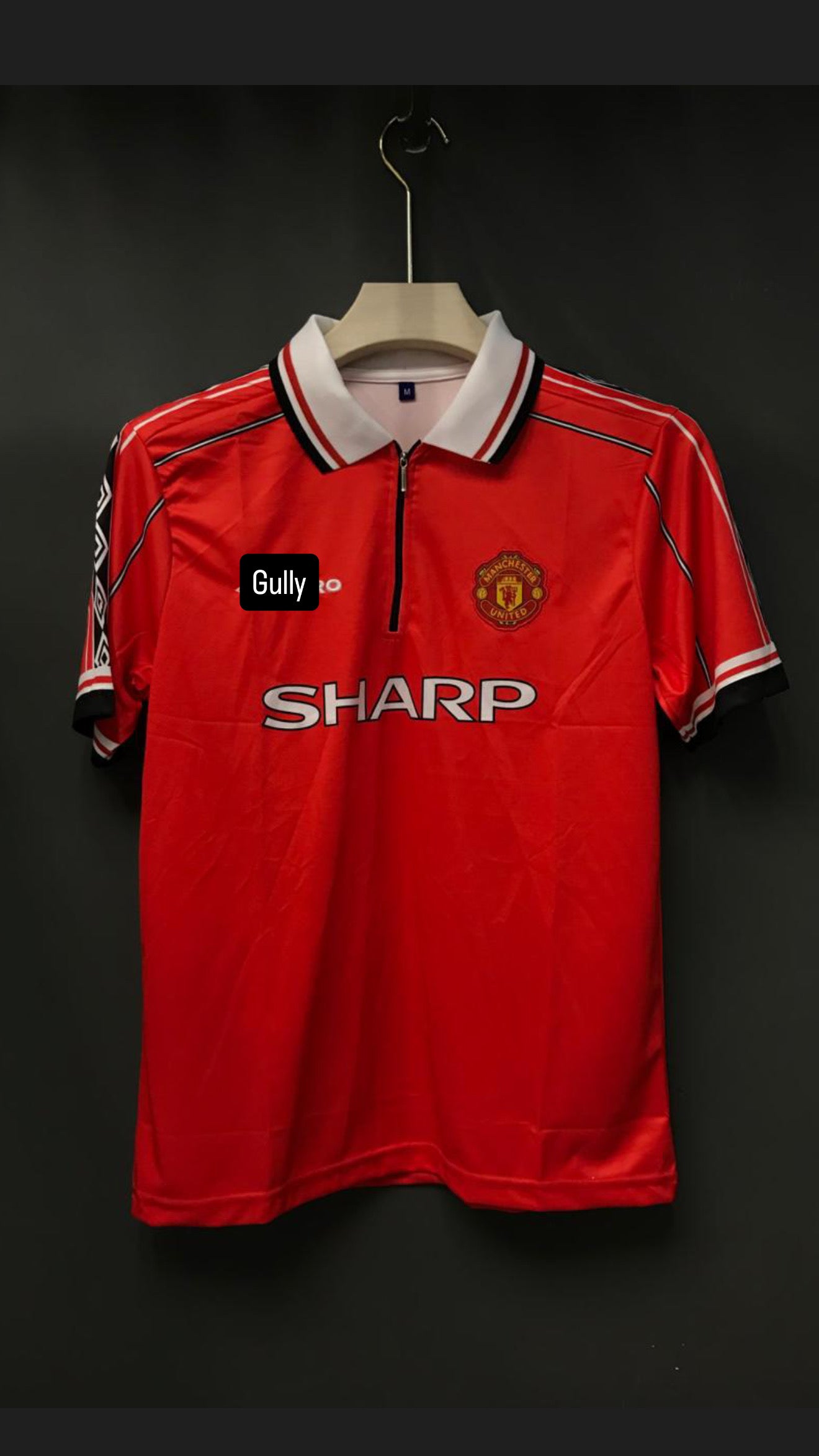 BECKHAM UNITED 98/99 HOME POLO ZIP EMBROIDERY