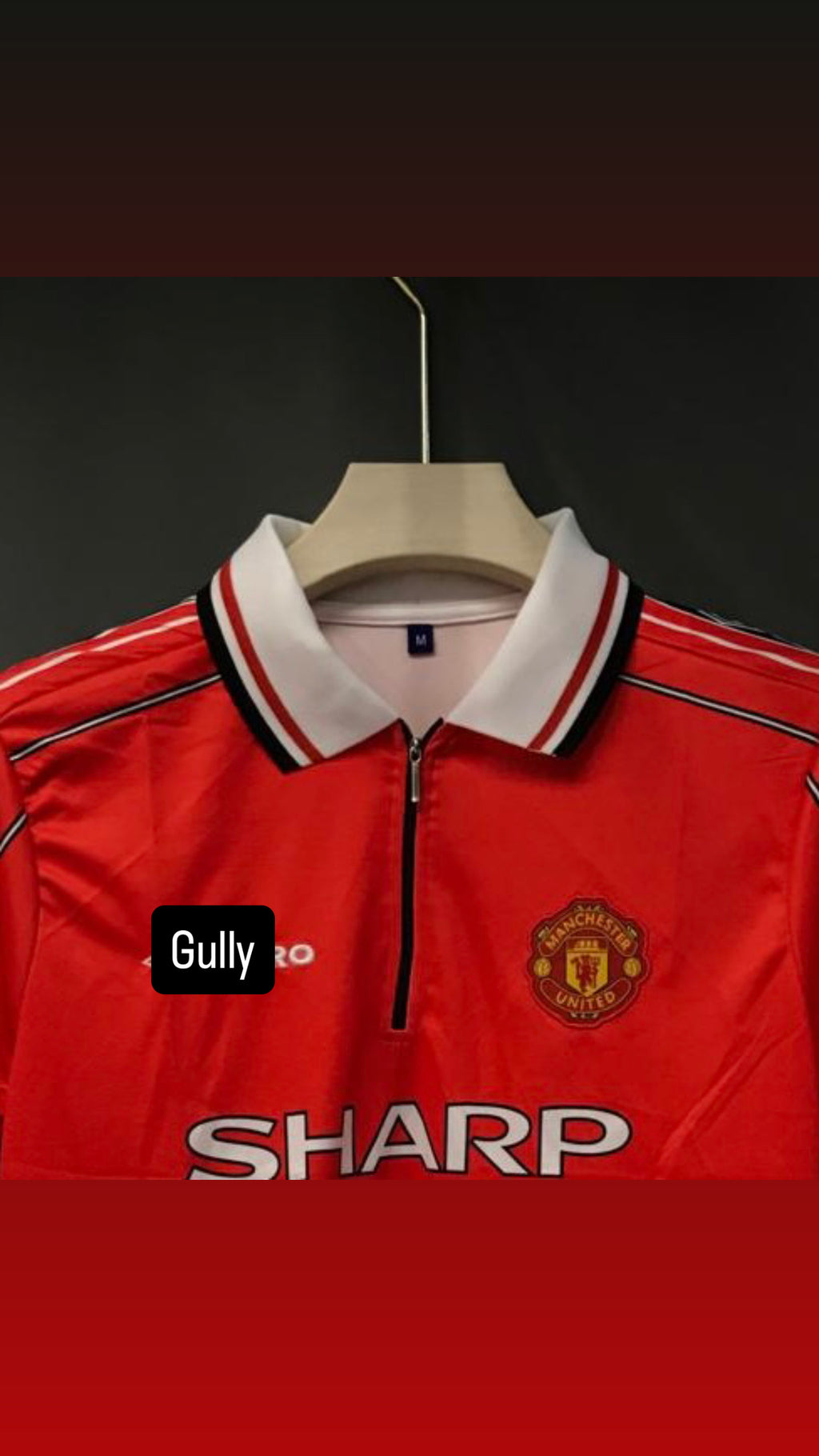 BECKHAM UNITED 98/99 HOME POLO ZIP EMBROIDERY