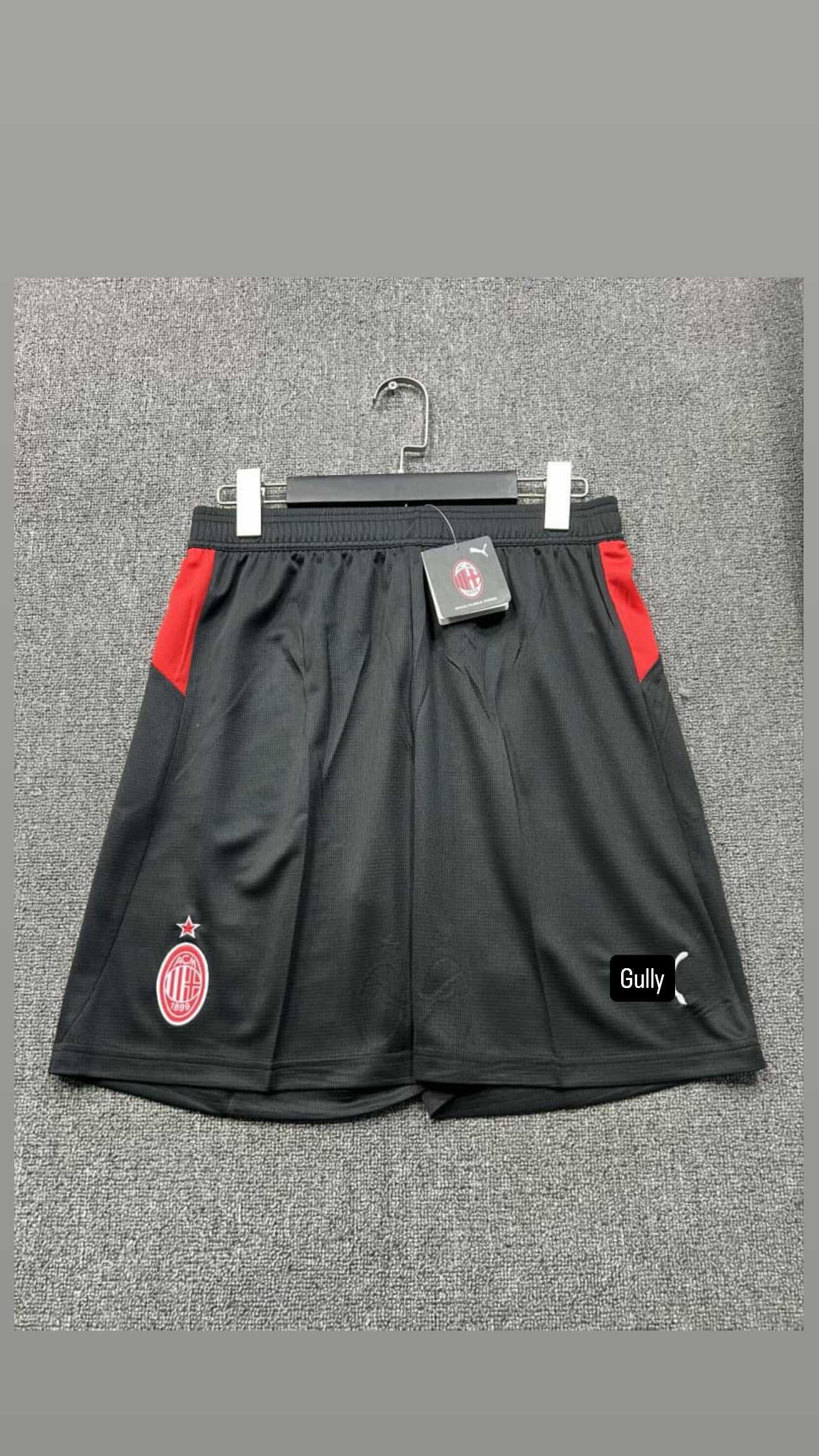 AC MILAN BLACK SHORTS EMBROIDERY PREMIUM QUALITY