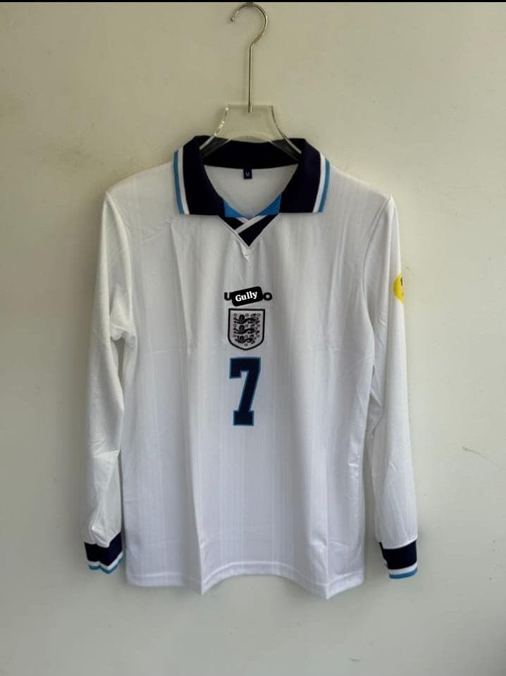 BECKHAM ENGLAND 1996 HOME KIT POLO FULL SLEEV EMBROIDERY