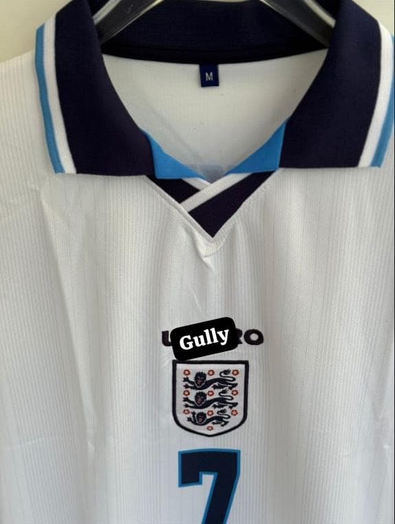 BECKHAM ENGLAND 1996 HOME KIT POLO FULL SLEEV EMBROIDERY